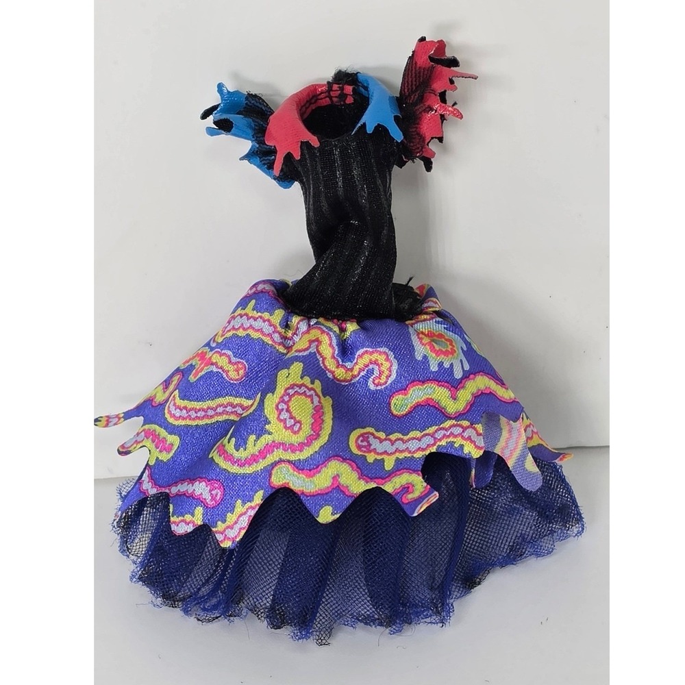 Monster High Ghoulia Yelps Doll Dress Black Ribbed Bodice Pattern Mesh Skirt